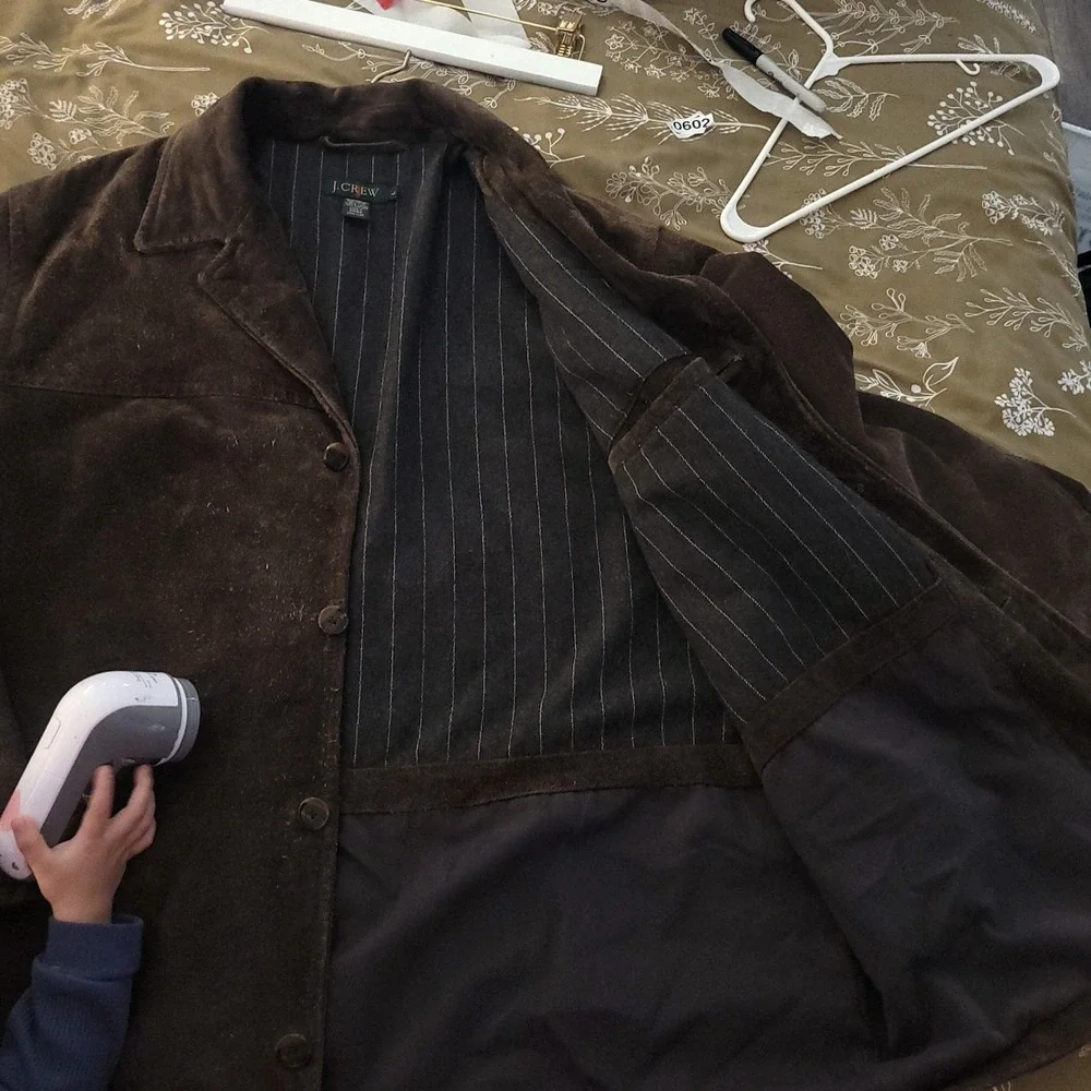 J. Crew Factory Men's Dark Brown Suede Button-Up Coat